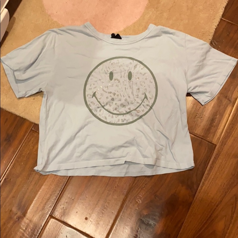 Light blue smile face shirt!!
